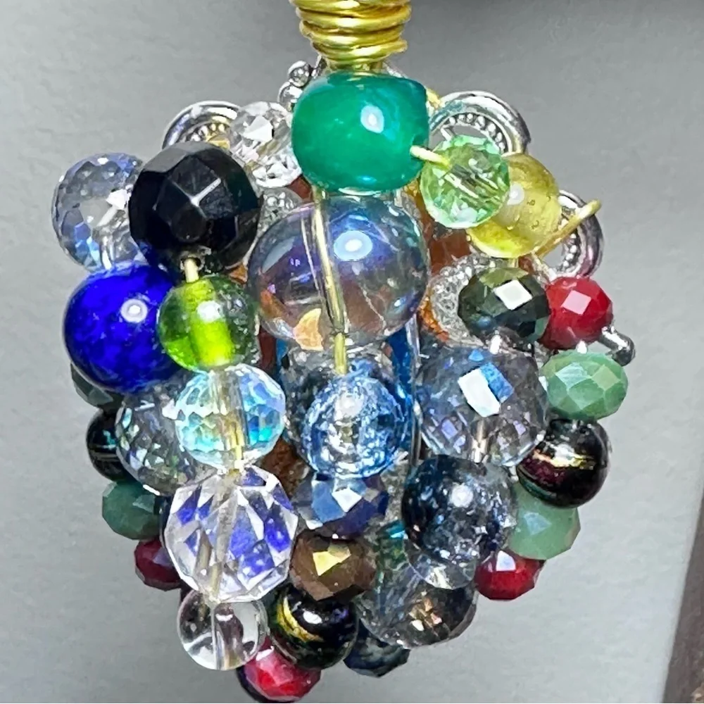 RUBYRUDI OOAK Boho Luxe Crystal Glass Pendant Necklace Cluster Artisan Jewelry
